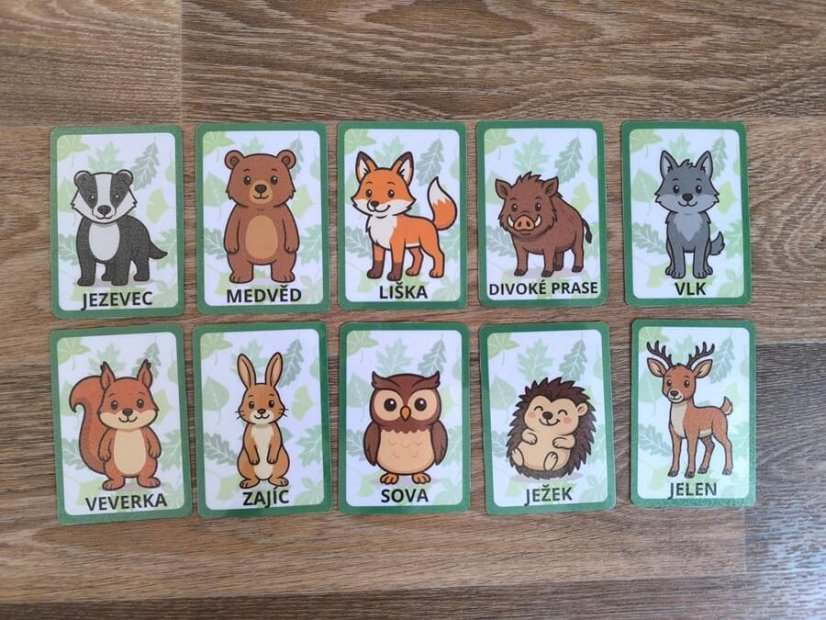 Učíme se s dětmi pomocí kartiček - lesní zvířata